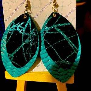 Double layer leather earrings